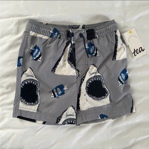 NWT Tea Collection Shark Boys Swim Shorts Trunks Size 2